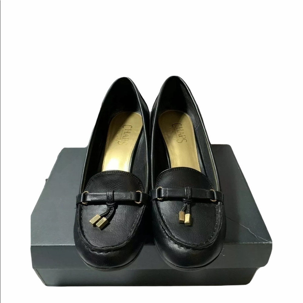Chaps womens black wedge heels size 8B